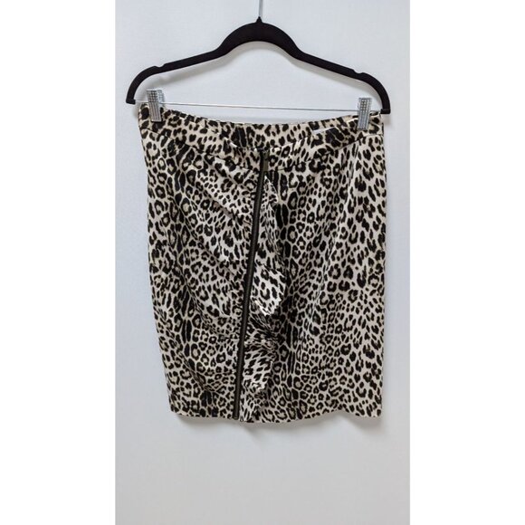 New York & Company Brown Animal Print Ruffled-Zipper Skirt - Picture 1 of 2